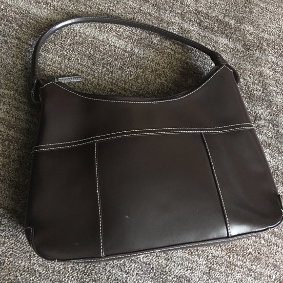 Brown purse w/white stitching - Picture 2 of 7